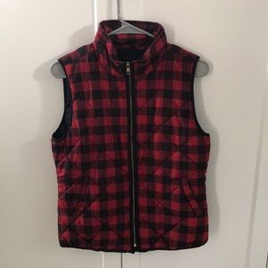 Red Plaid Puffy Vest
